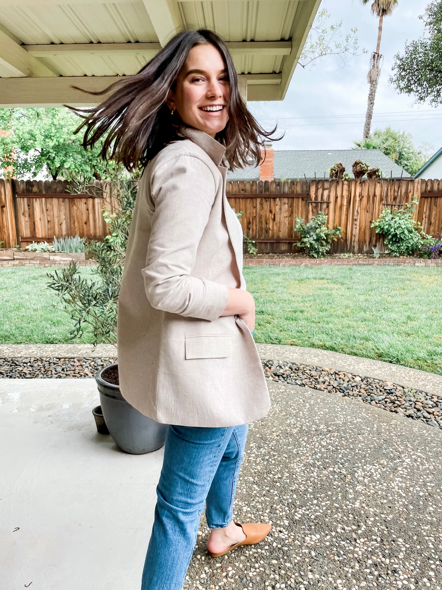 Woven Blazer - Oatmeal