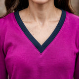 Contrasting V- Neck Top