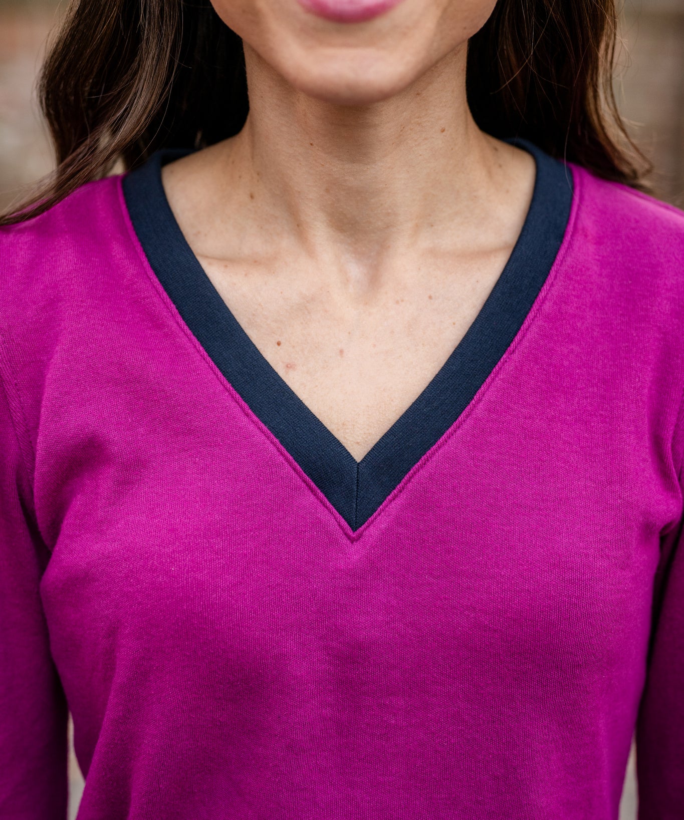 Contrasting V- Neck Top