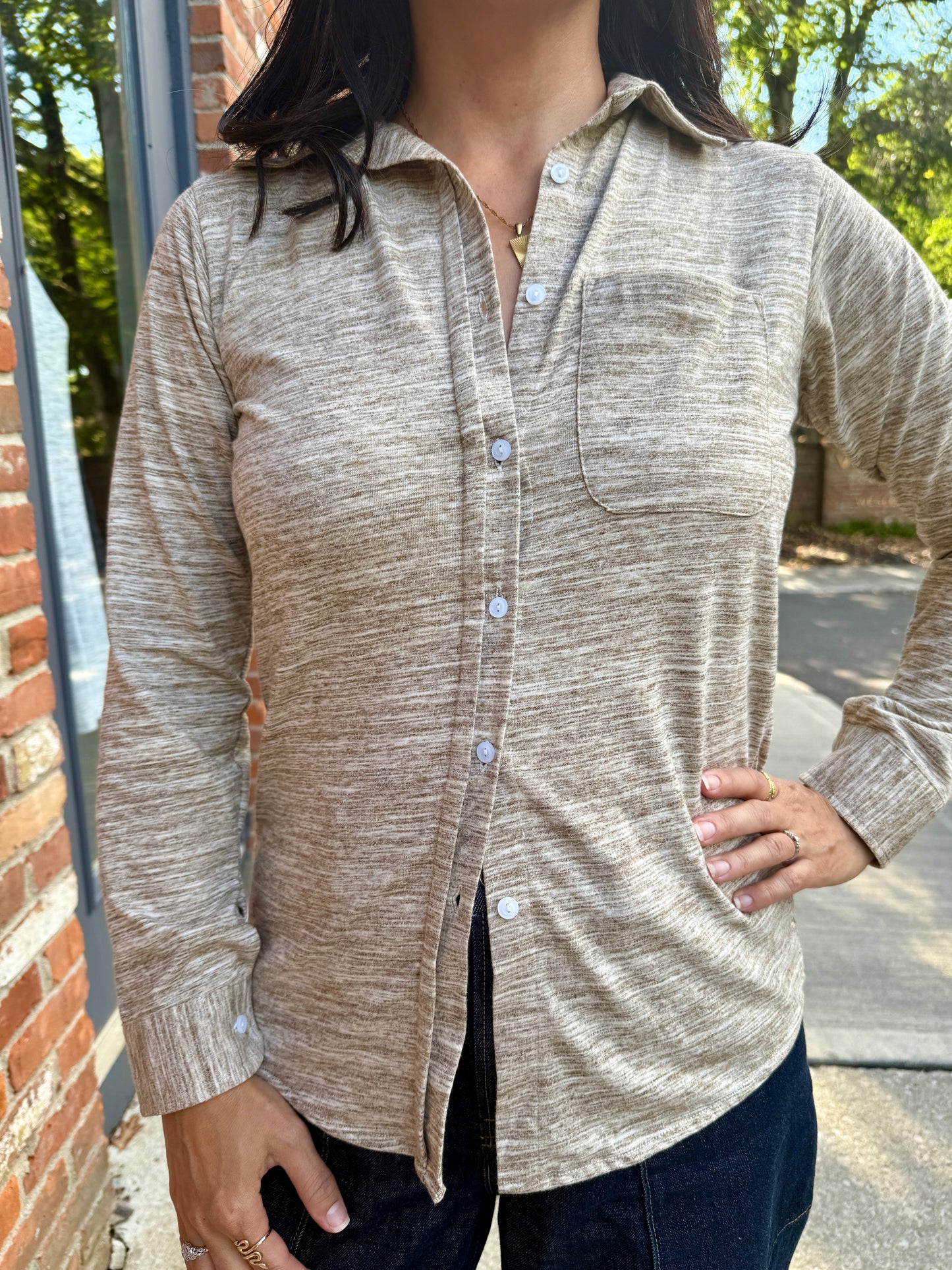 Rowan Classic Fit Button-Up Shirt -oatmeal