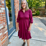 Tiered Knit Shirt Dress