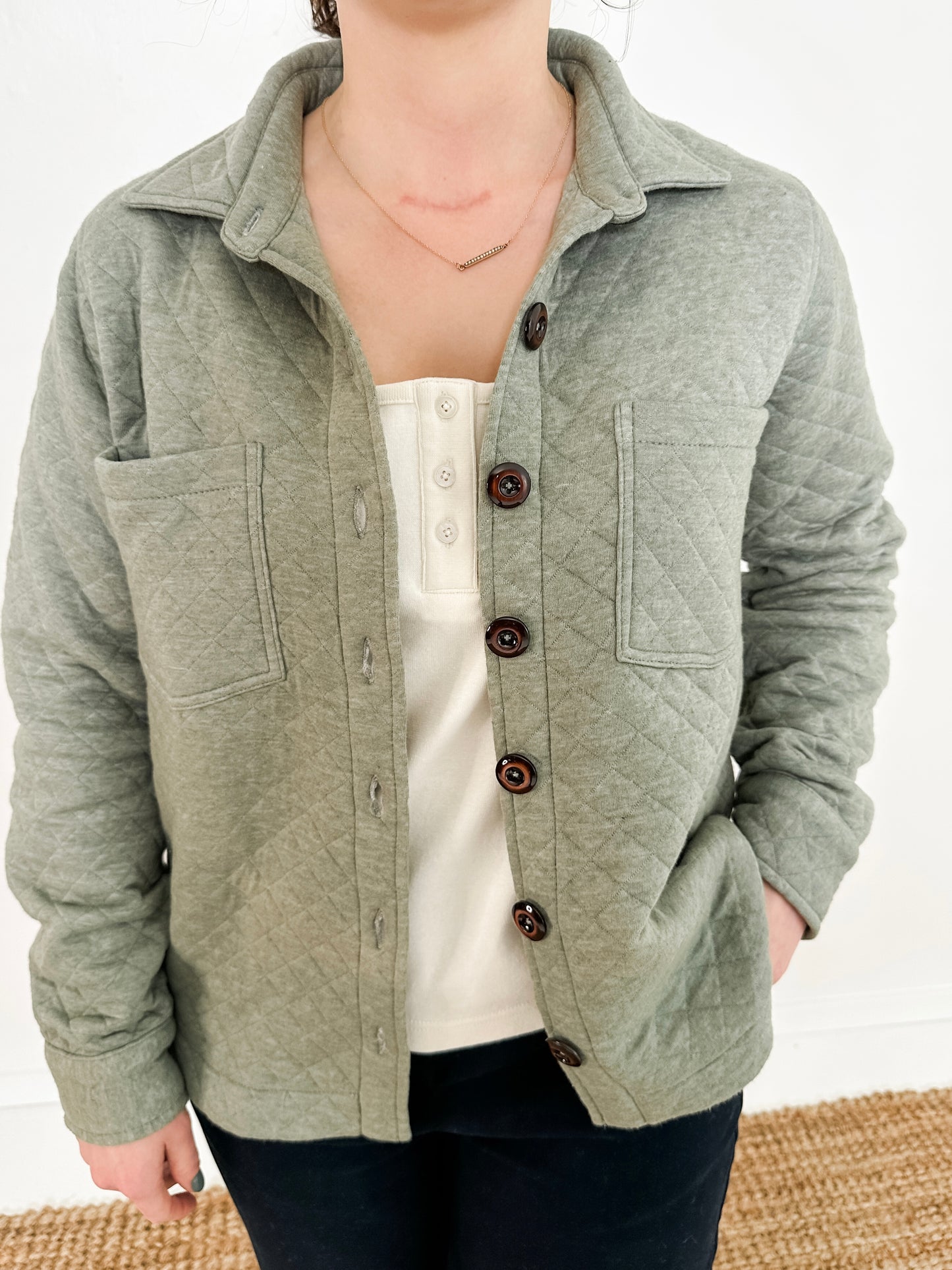 Quilted Button-Front Jacket