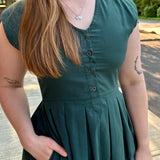 Jewel Button-Front Midi Dress