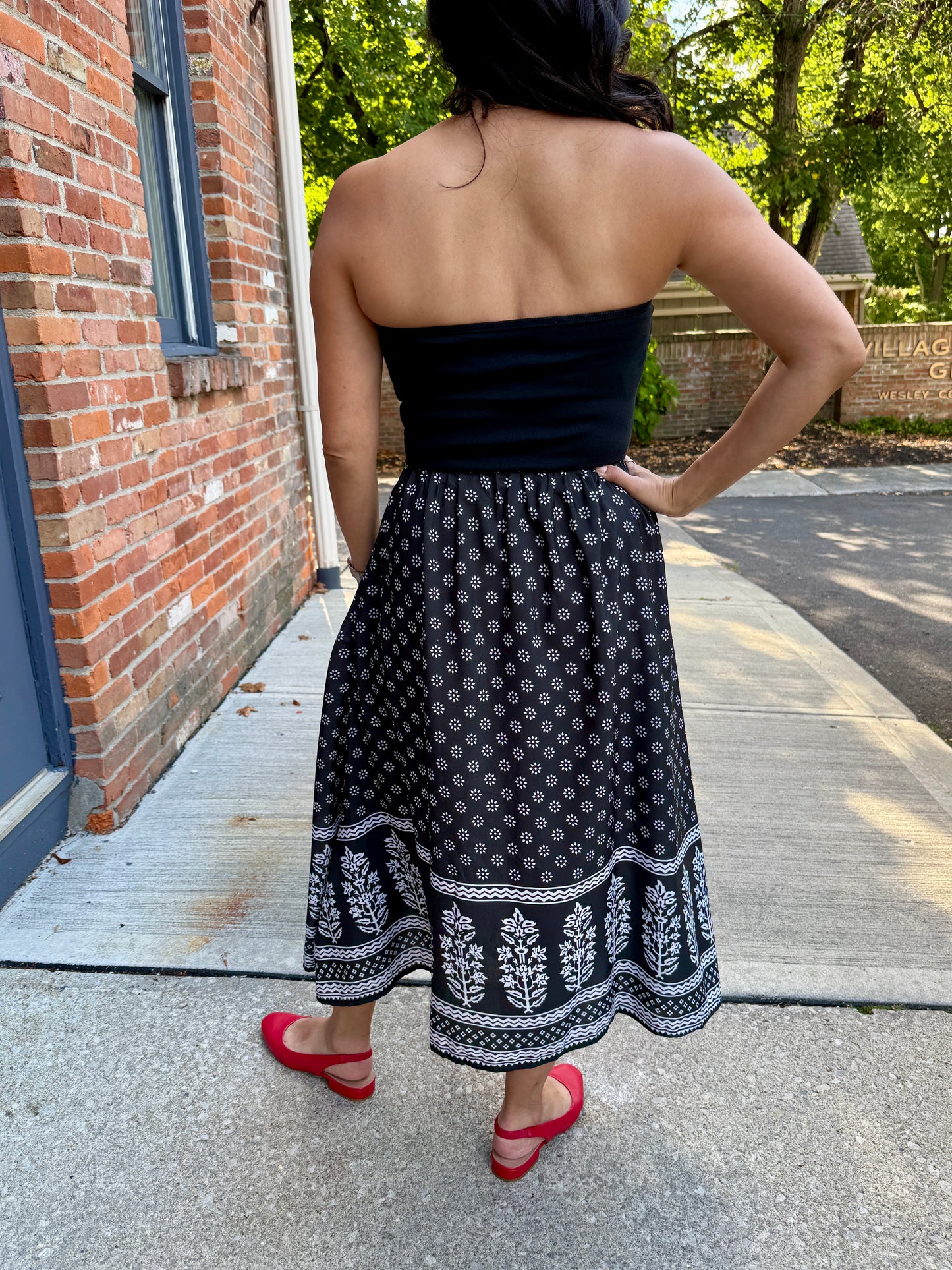 Mixed Media Strapless Dress