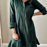Linen Shirt Dress with Bottom Ruffle