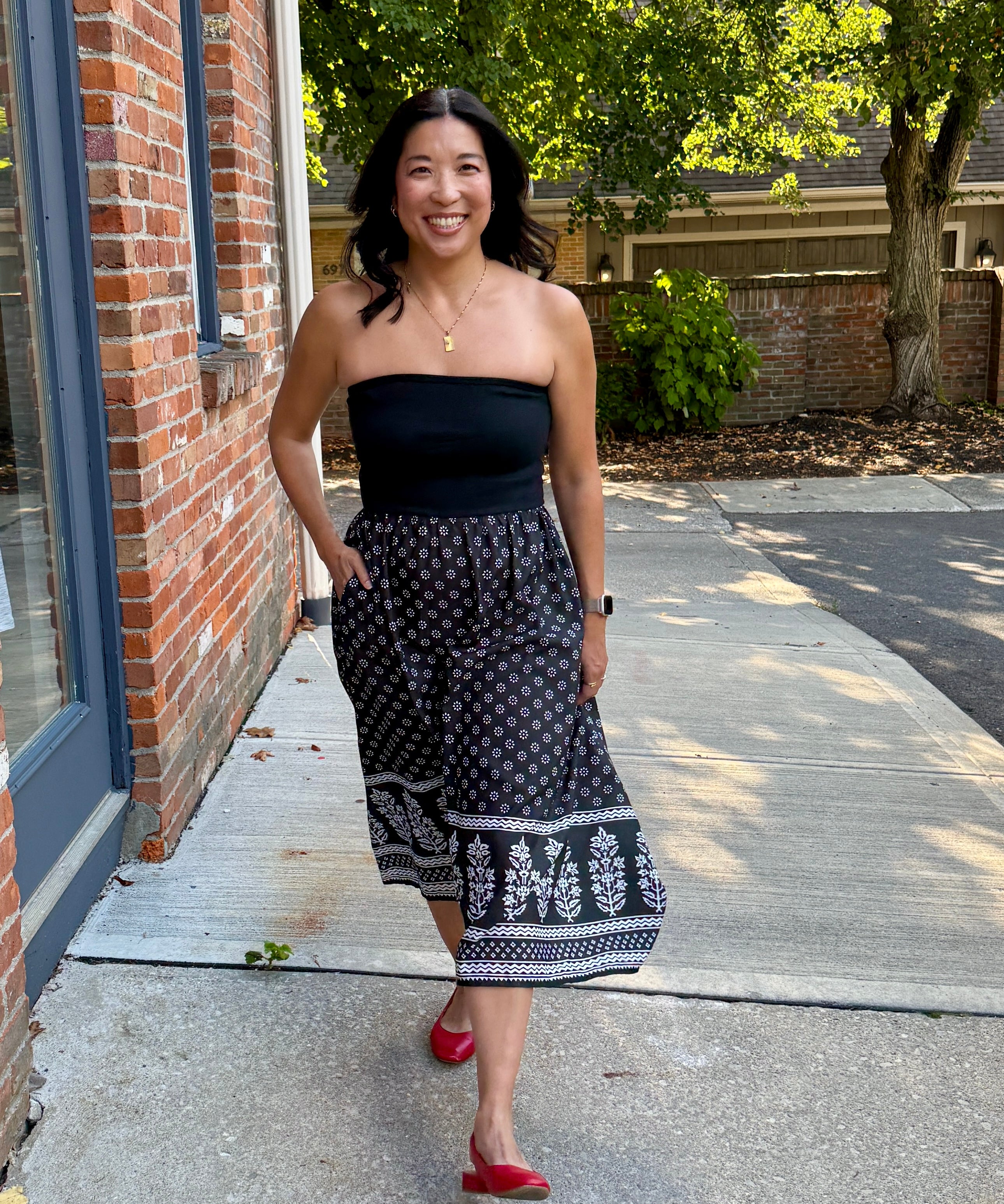 Mixed Media Strapless Dress