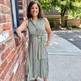 Sleeveless Shirt Dress with Tie