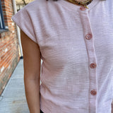 Sleeveless Cotton-Blend Cardigan Sweater