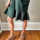 Linen Shirt Dress with Bottom Ruffle