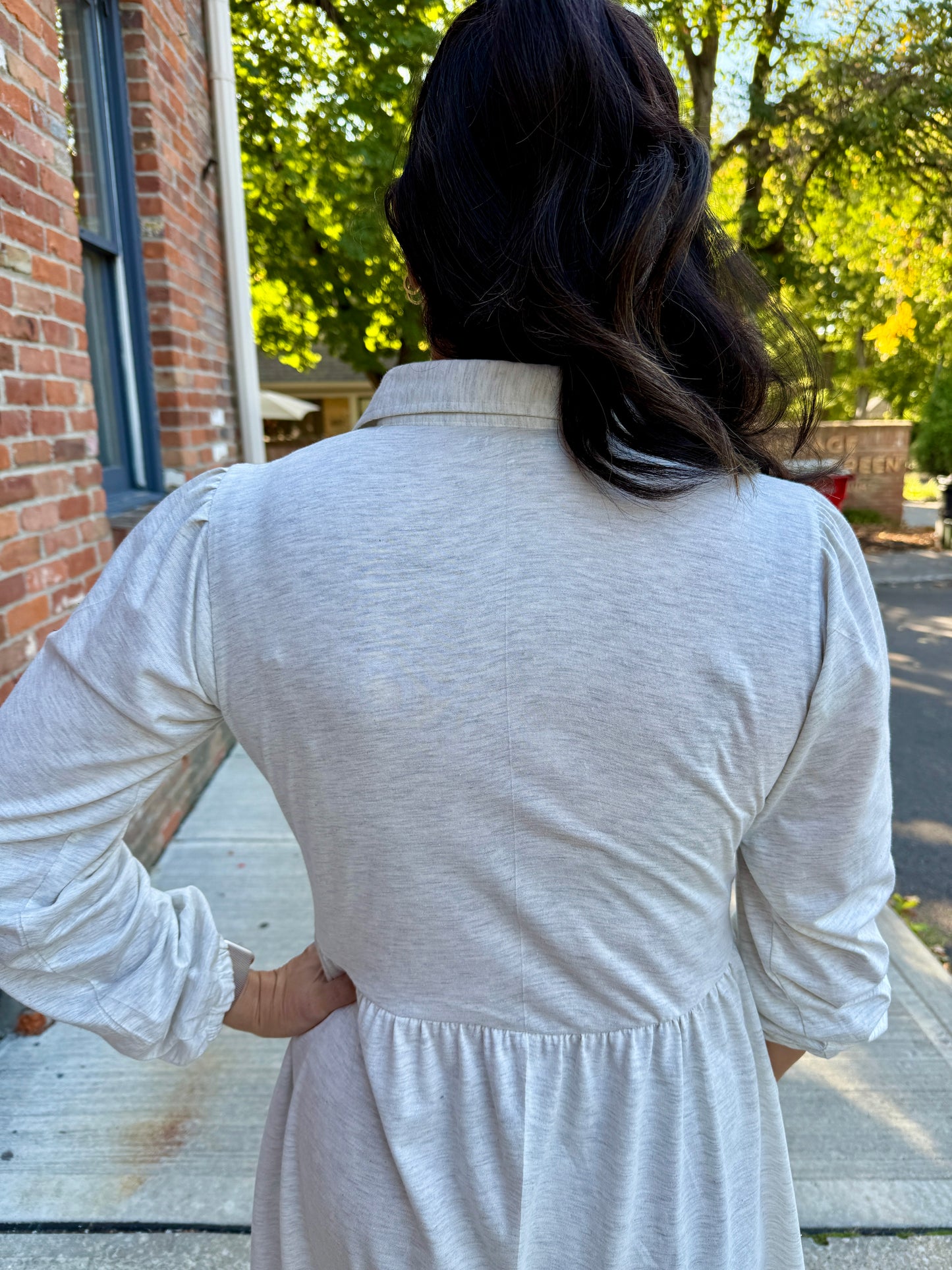 Tiered Knit Shirt Dress