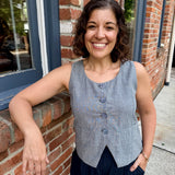 Chambray Button-Front Vest