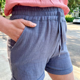 Crinkle Cotton Gauze Pull-On Short