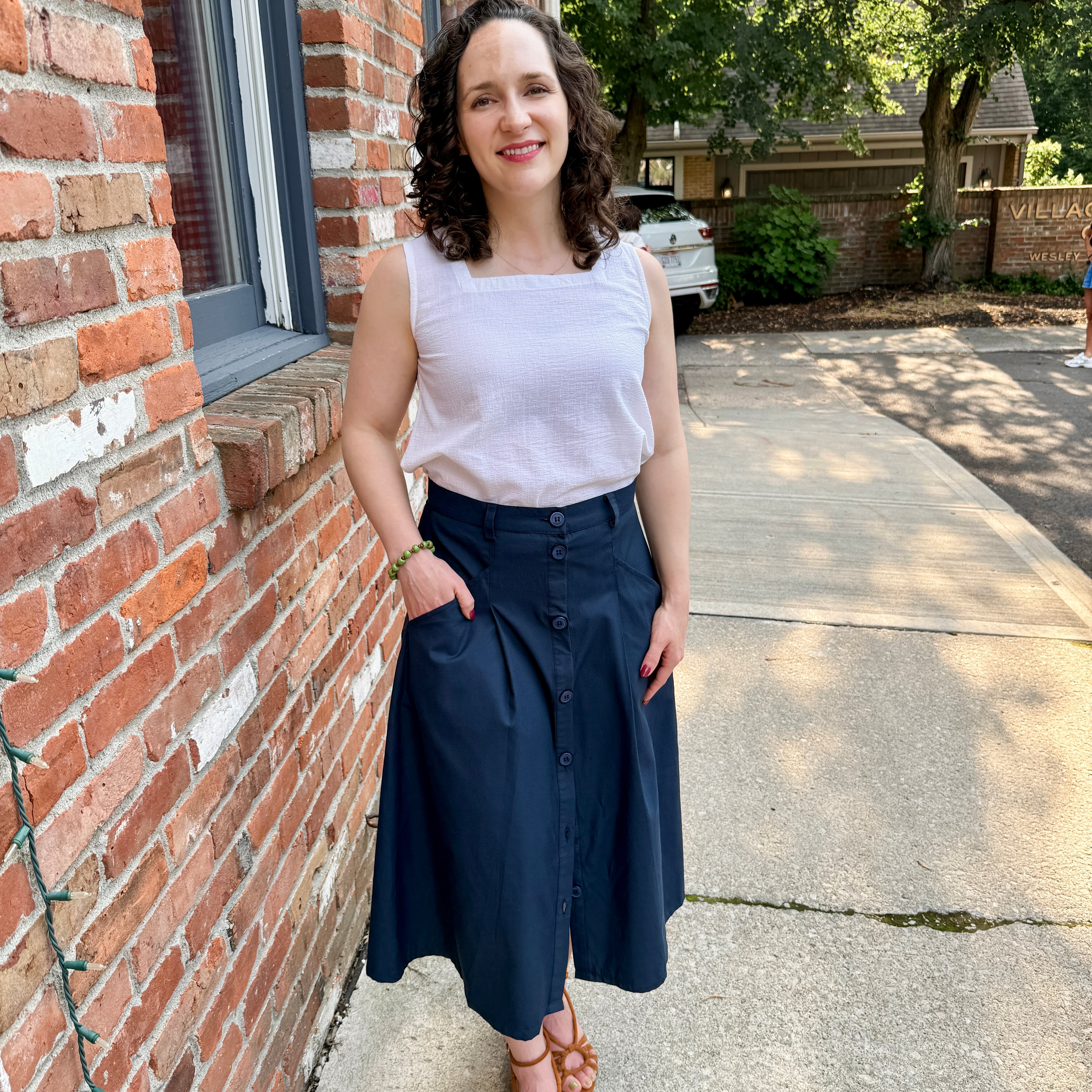 A-Line Button Front Skirt