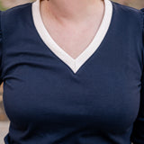 Contrasting V- Neck Top