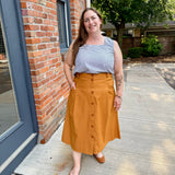 A-Line Button Front Skirt