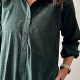 Linen Shirt Dress with Bottom Ruffle