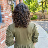 Tiered Knit Shirt Dress olive