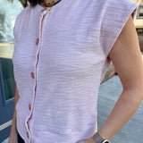 Sleeveless Cotton-Blend Cardigan Sweater