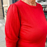 elbow sleeve jersey top