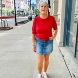 elbow sleeve jersey top