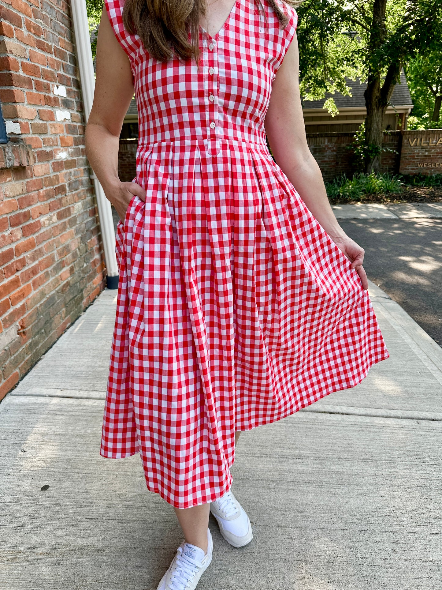 Jewel Button-Front Midi Dress