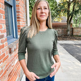 3/4 Puff Sleeve Knit Top