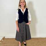 A-Line Button Front Skirt