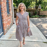 Jewel Button-Front Midi Dress