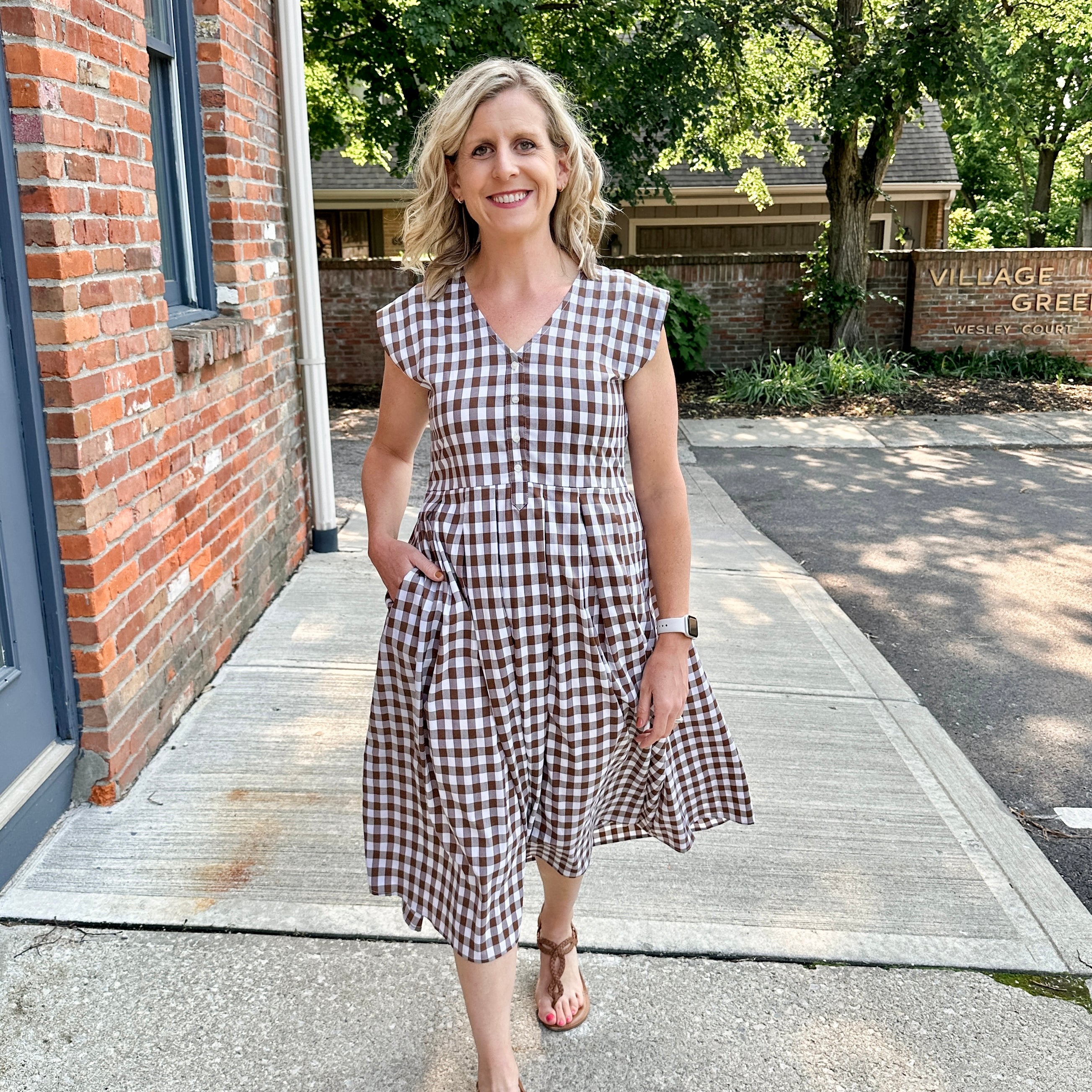 Jewel Button-Front Midi Dress