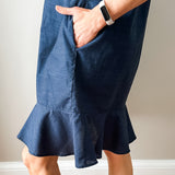 Linen Shirt Dress with Bottom Ruffle