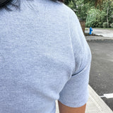Ribbed Henley Polo Top