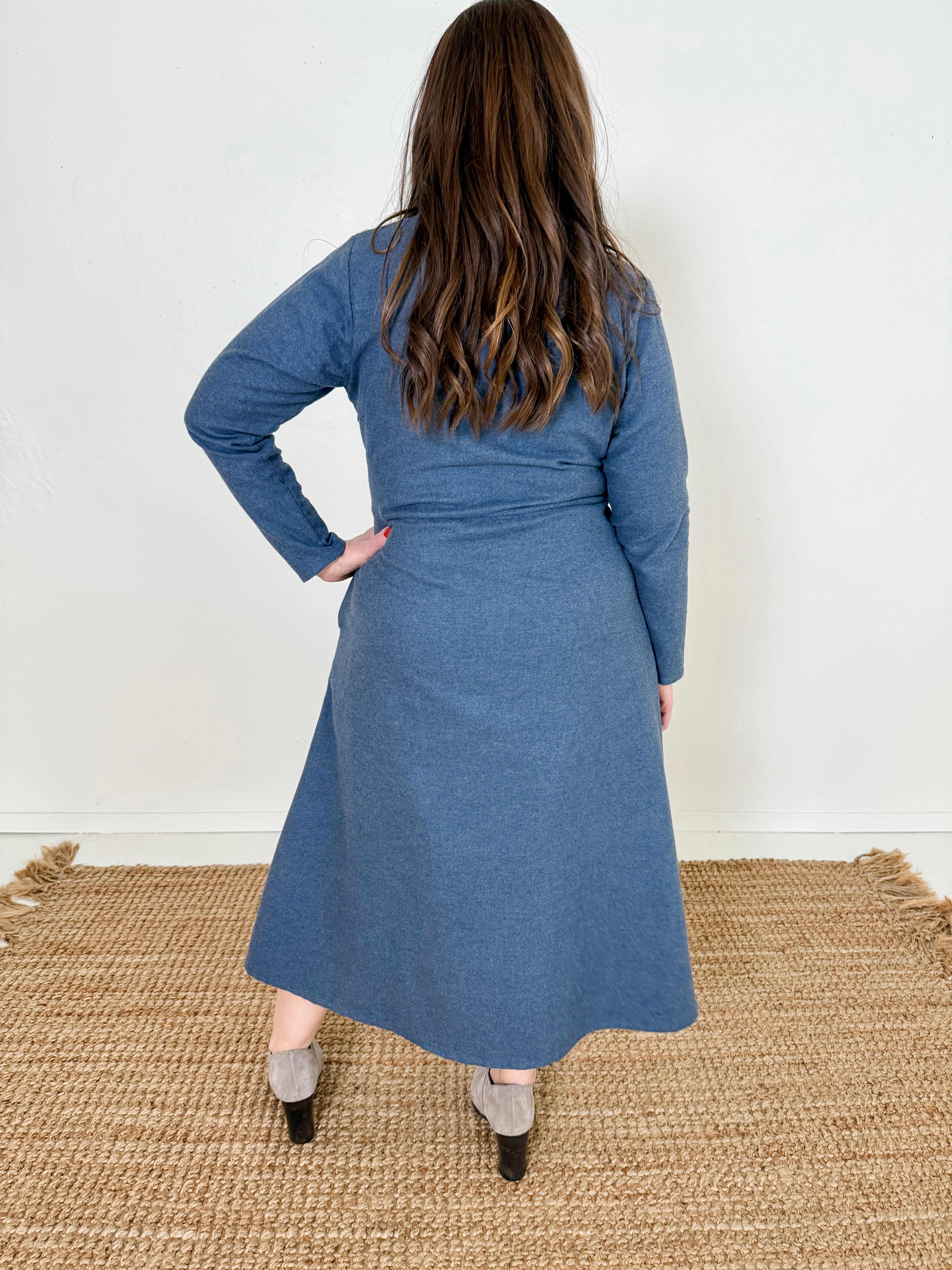 Flannel Shirt Dress - Sustainable Midi Dress with Pockets