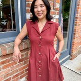 Button Front Dress with Lapel
