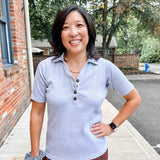 Ribbed Henley Polo Top