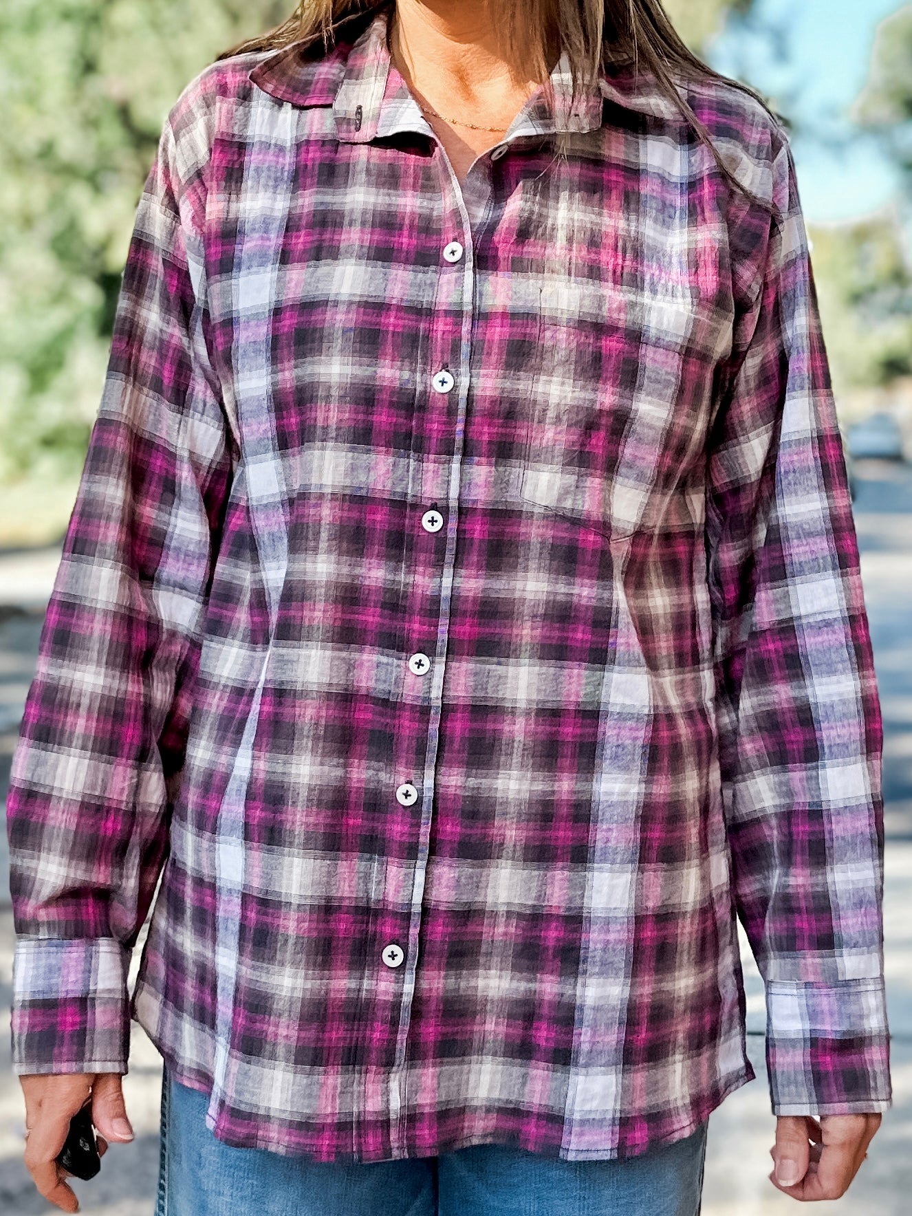 Plaid Button-Up Shirt