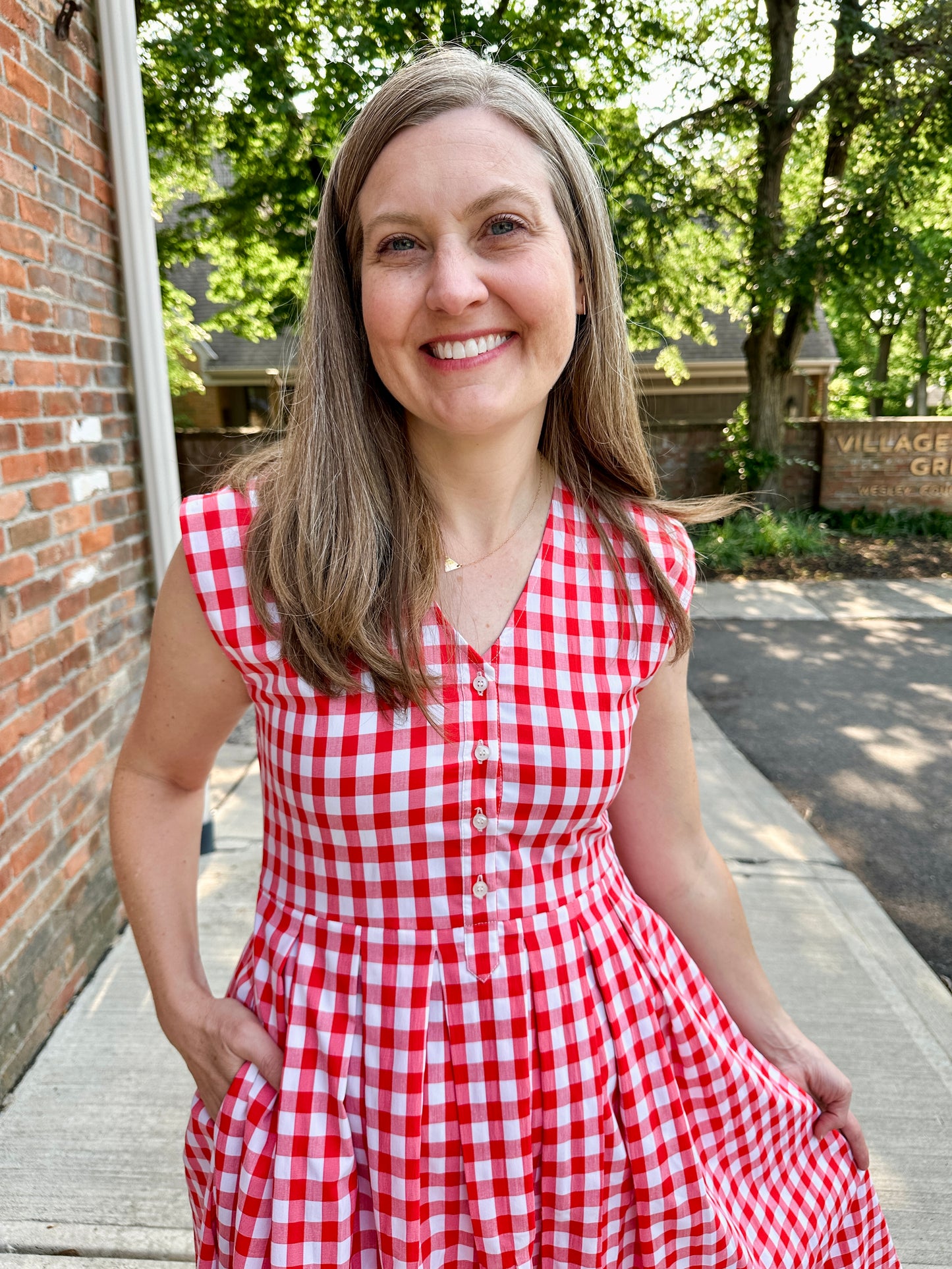 Jewel Button-Front Midi Dress