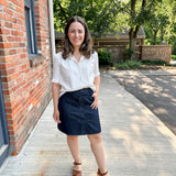 Open Collar V-Neck Button-up Blouse