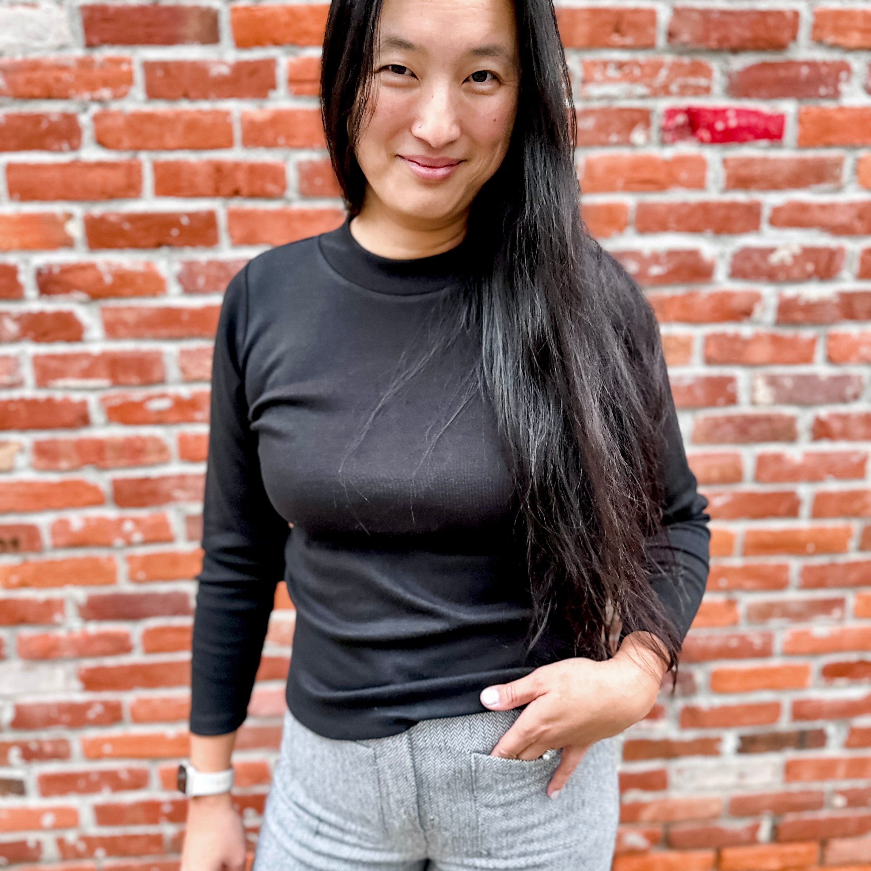 Long Sleeve Low Mock Top