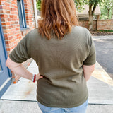 Ribbed Henley Polo Top