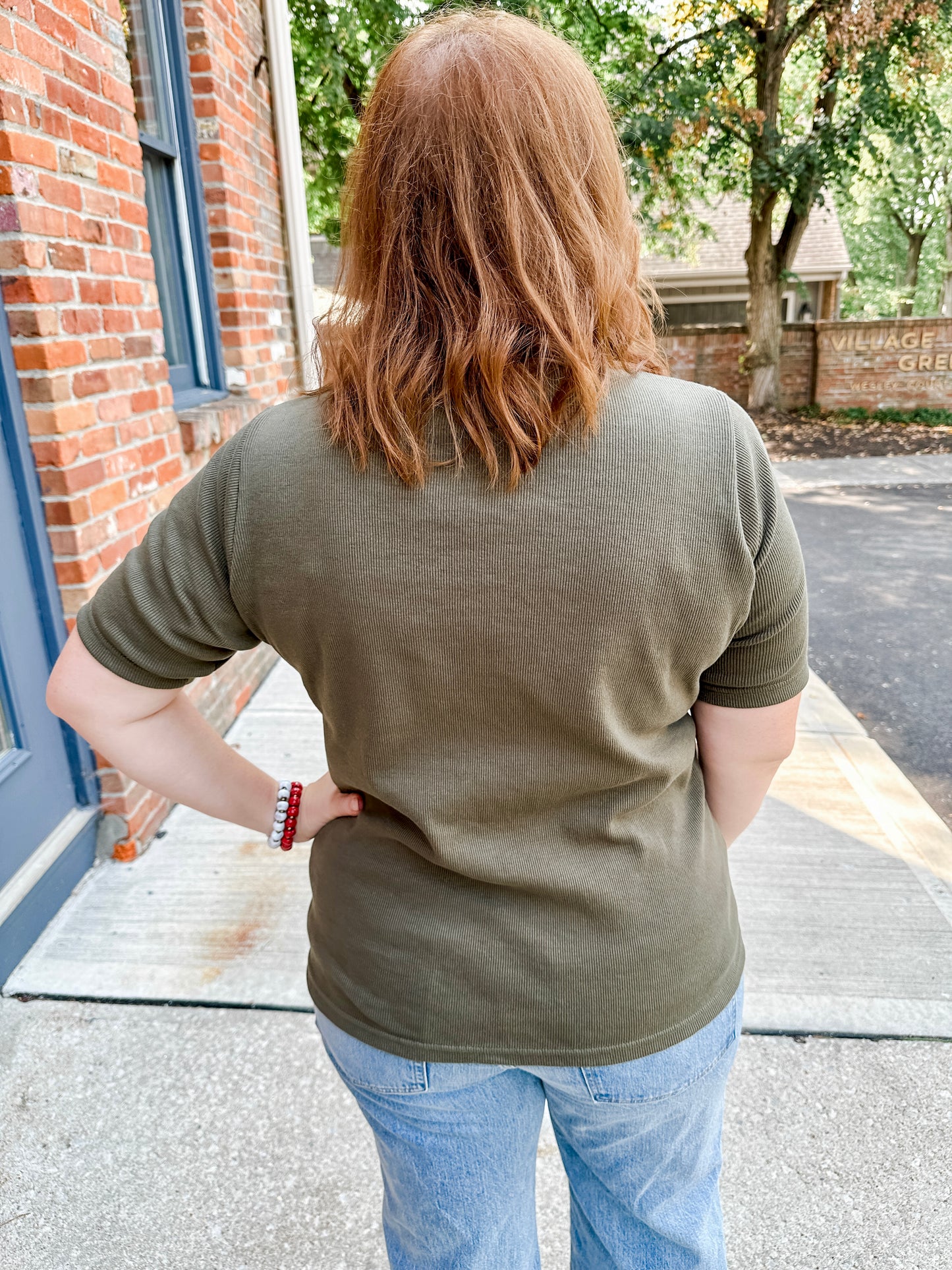 Ribbed Henley Polo Top