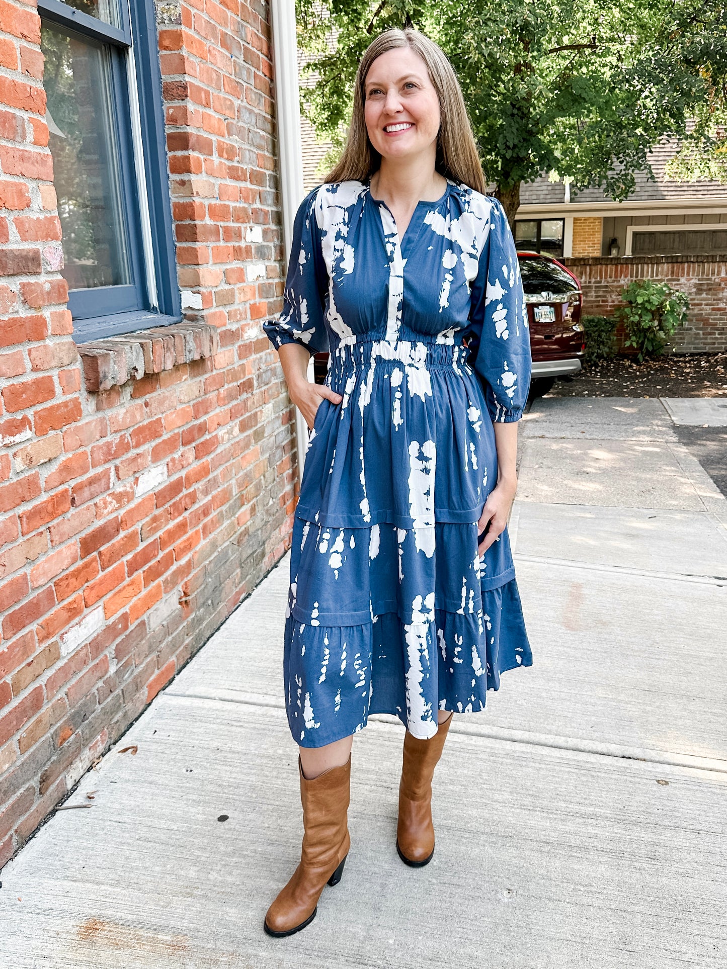 Portofino Midi Dress - Blue Abstract