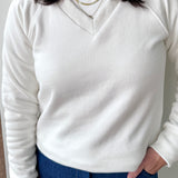 V-Neck Fleece Top