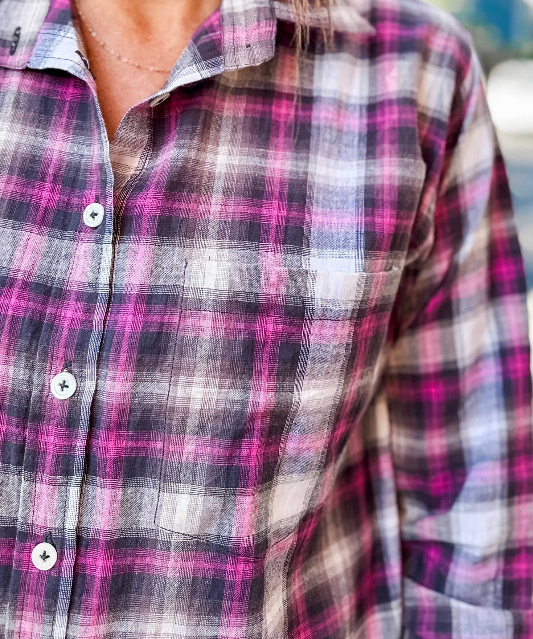 Plaid Button-Up Shirt