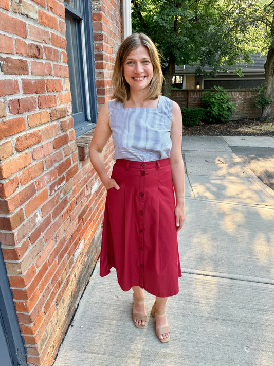 A-Line Button Front Skirt