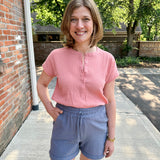 Crinkle Cotton Gauze Pull-On Short