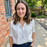 Open Collar V-Neck Button-up Blouse