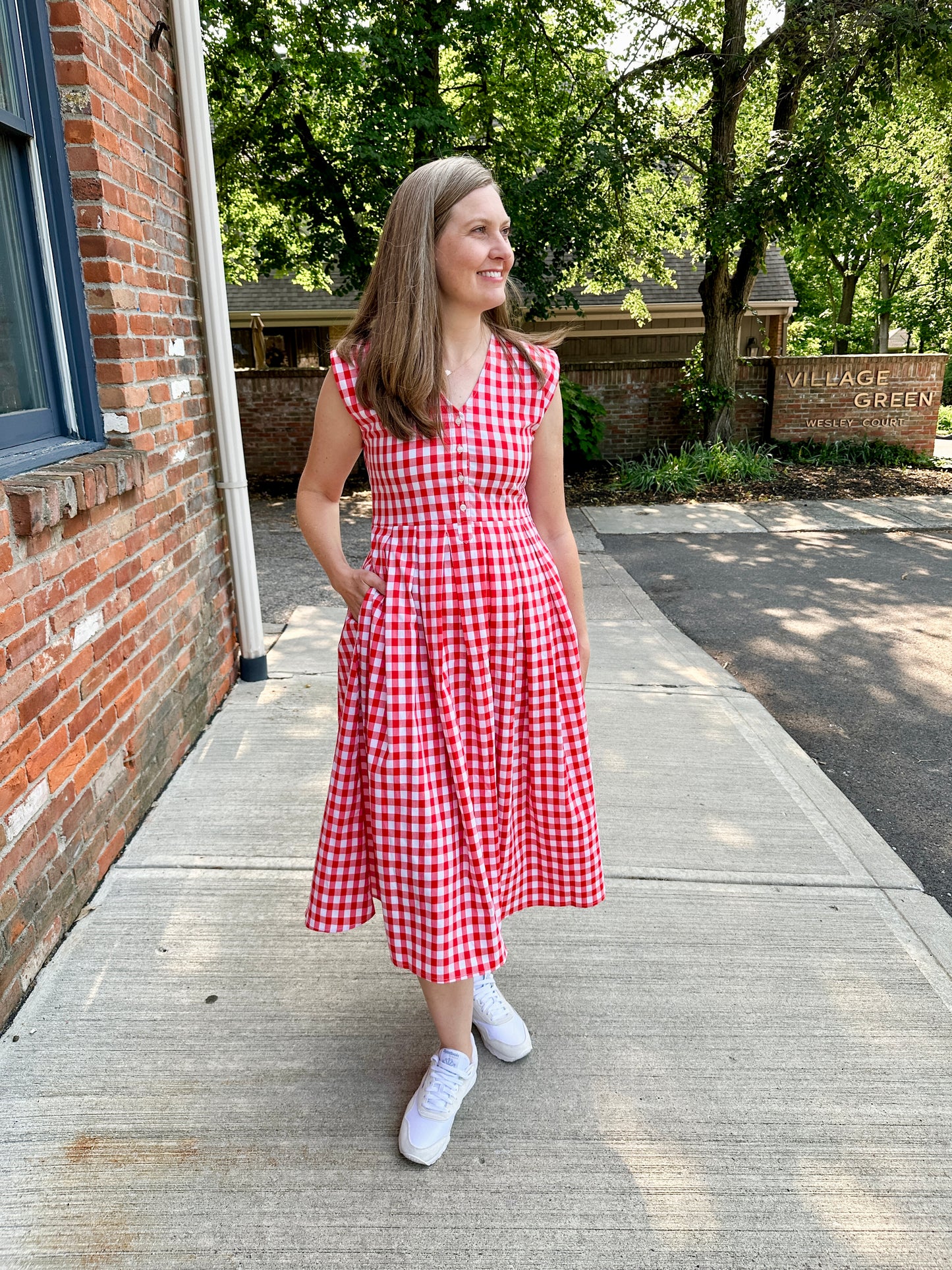 Jewel Button-Front Midi Dress
