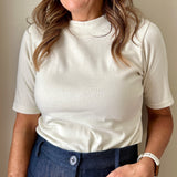 Elbow Sleeve Mock Neck