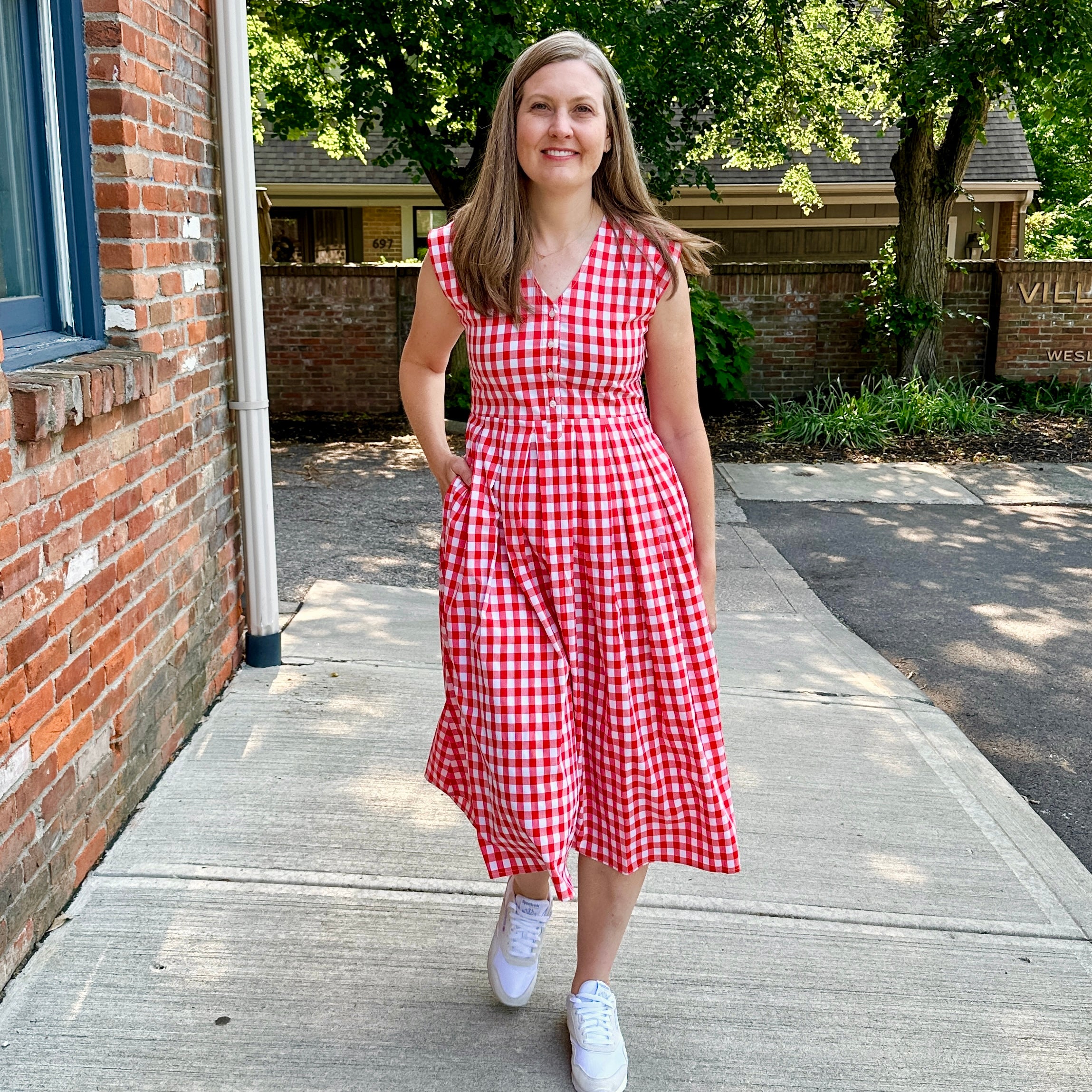 Jewel Button-Front Midi Dress