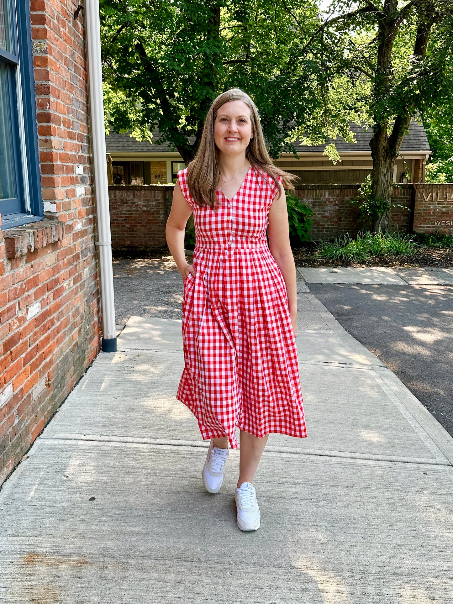 Jewel Button-Front Midi Dress